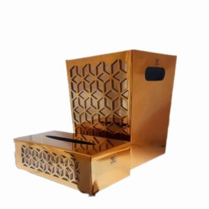 Metall-Abfalleimer- und Taschentuchbox-Set – Diamant-Design