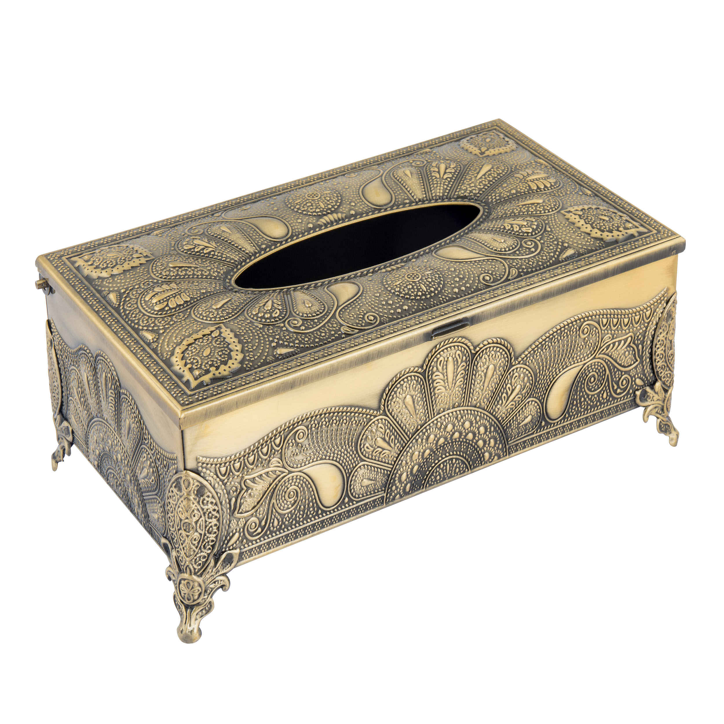 Metall-Abfalleimer- und Taschentuchbox-Set – Pfauenmuster