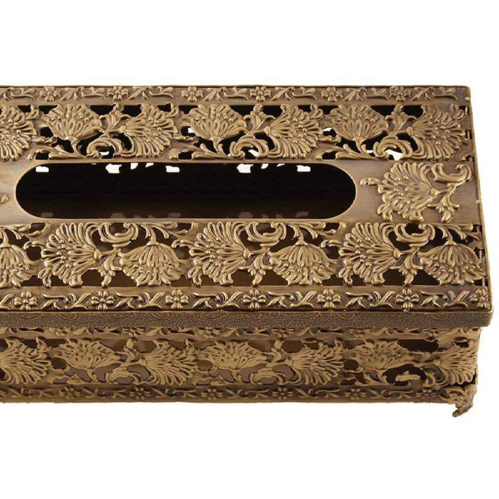 Metall-Abfalleimer- und Taschentuchbox-Set – Blumen-Design