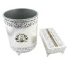 Metall-Abfalleimer- und Taschentuchbox-Set – Drei Lux Farben