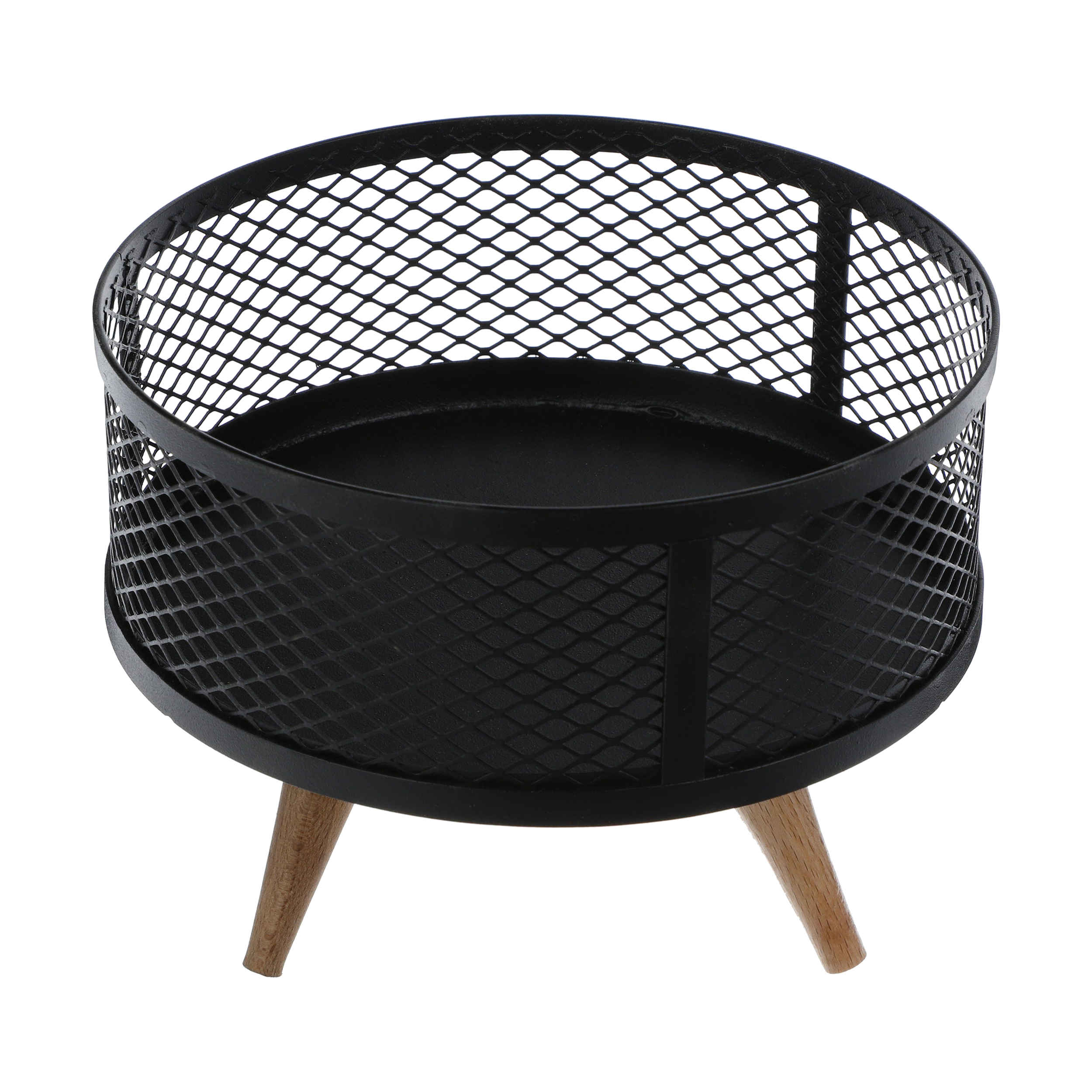 Obstkorb aus Metalldraht mit Holzfuß Modell Diana