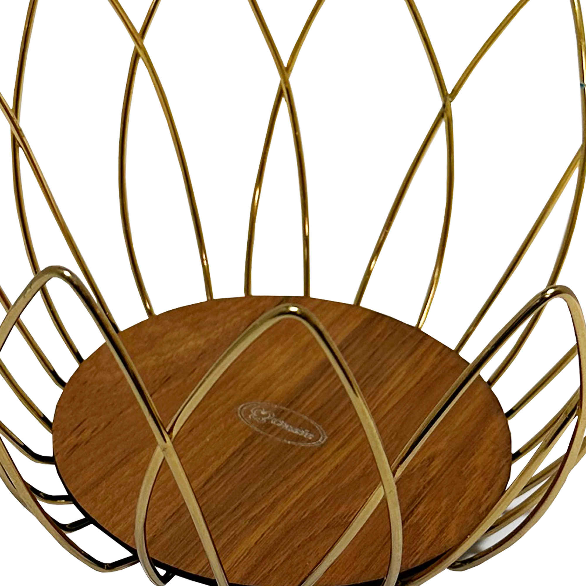 Obstkorb aus Metalldraht mit Holzfuß Modell Lale