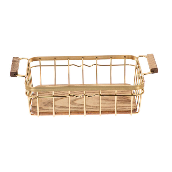 Obstkorb aus Metalldraht mit Holzfuß Modell Lux