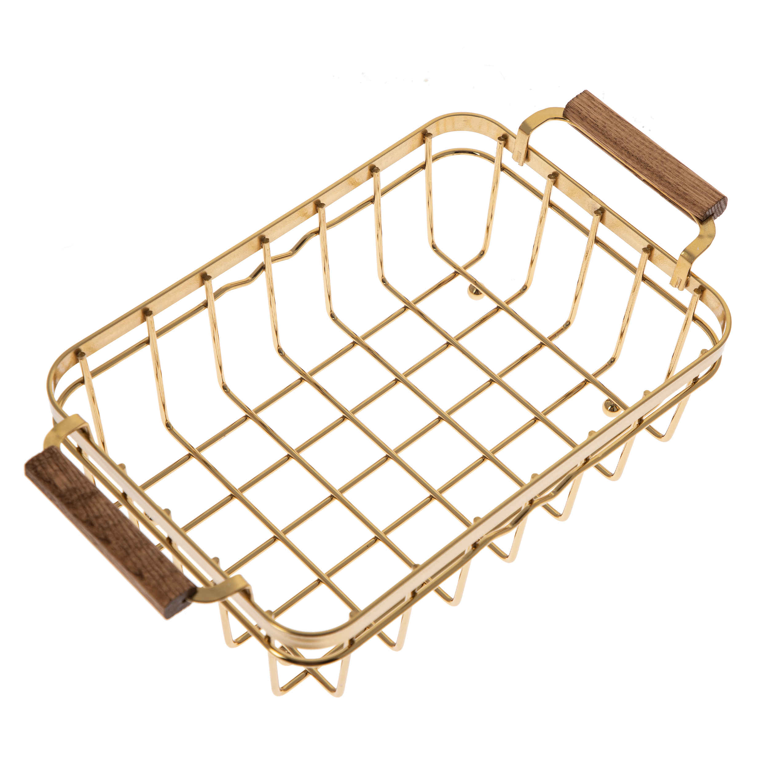 Obstkorb aus Metalldraht mit Holzfuß Modell Lux