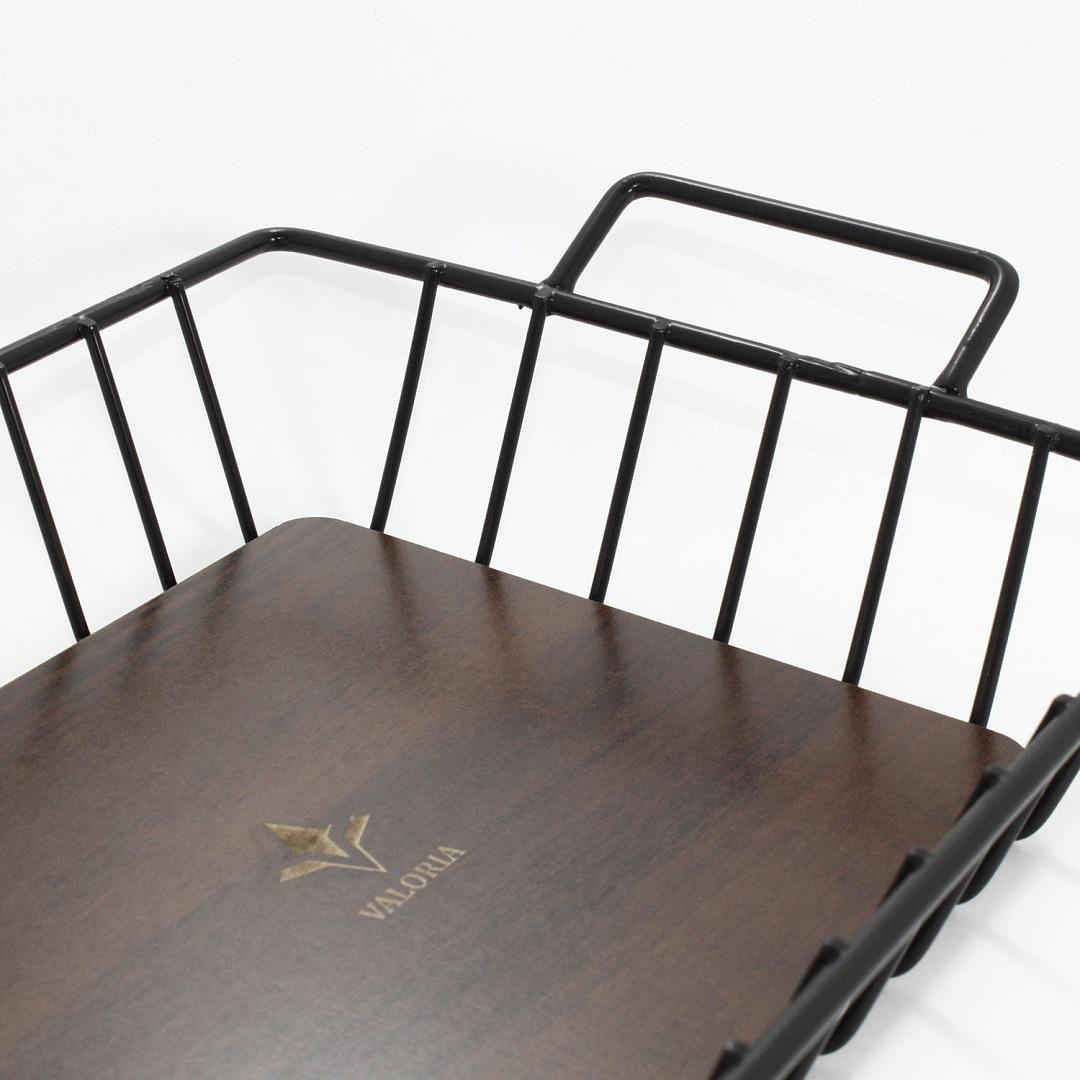 Obstkorb aus Metalldraht mit Holzfuß Modell Valoria