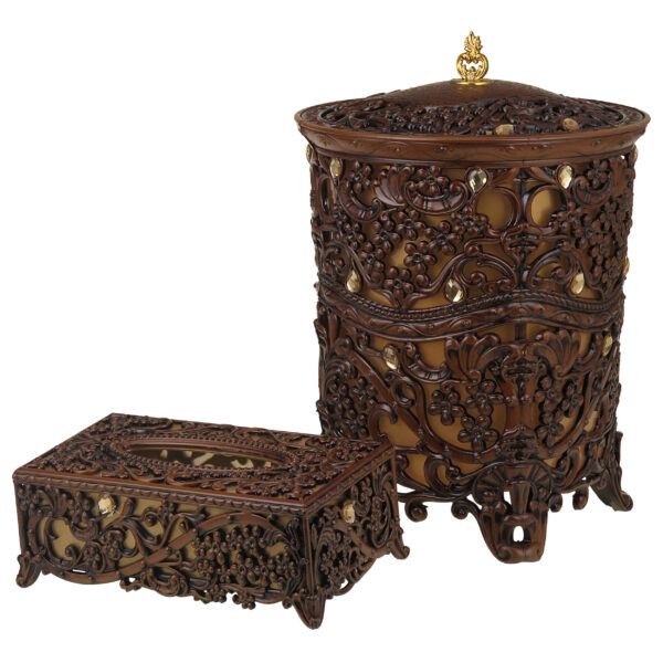 Plastik-Abfalleimer- und Taschentuchbox-Set – Schickes Blumen-Design