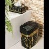 Plastik-Abfalleimer- und Taschentuchbox-Set – Marmor-Design