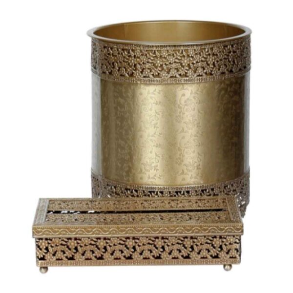 Plastik-Abfalleimer- und Taschentuchbox-Set – Blumenmuster