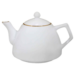 Porzellan-Servier-Teekanne mit goldenem Linien-Design Royal