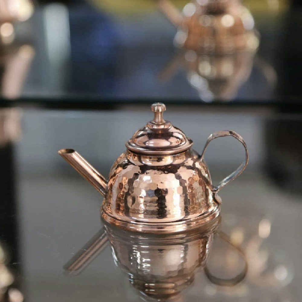 Teekanne mit Safran-Infusor handgefertigt mit Hammerschlagtechnik