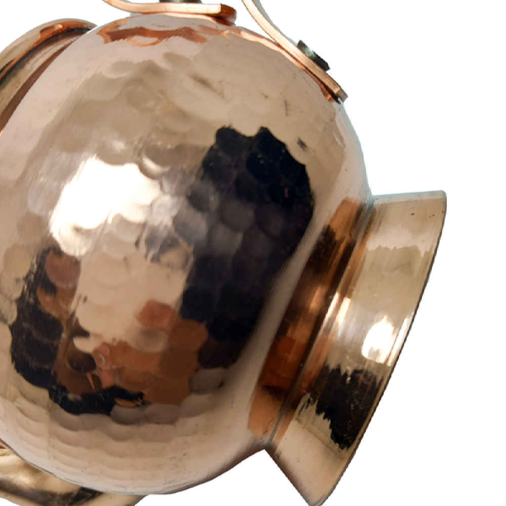 Kupferne Teekanne mit Safran-Infusor handgefertigt mit Hammerschlagtechnik