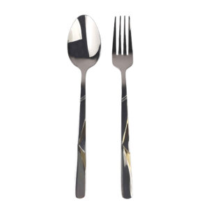 Löffel- und Gabel-Besteck Set mit Gold-Design, 12 Teile