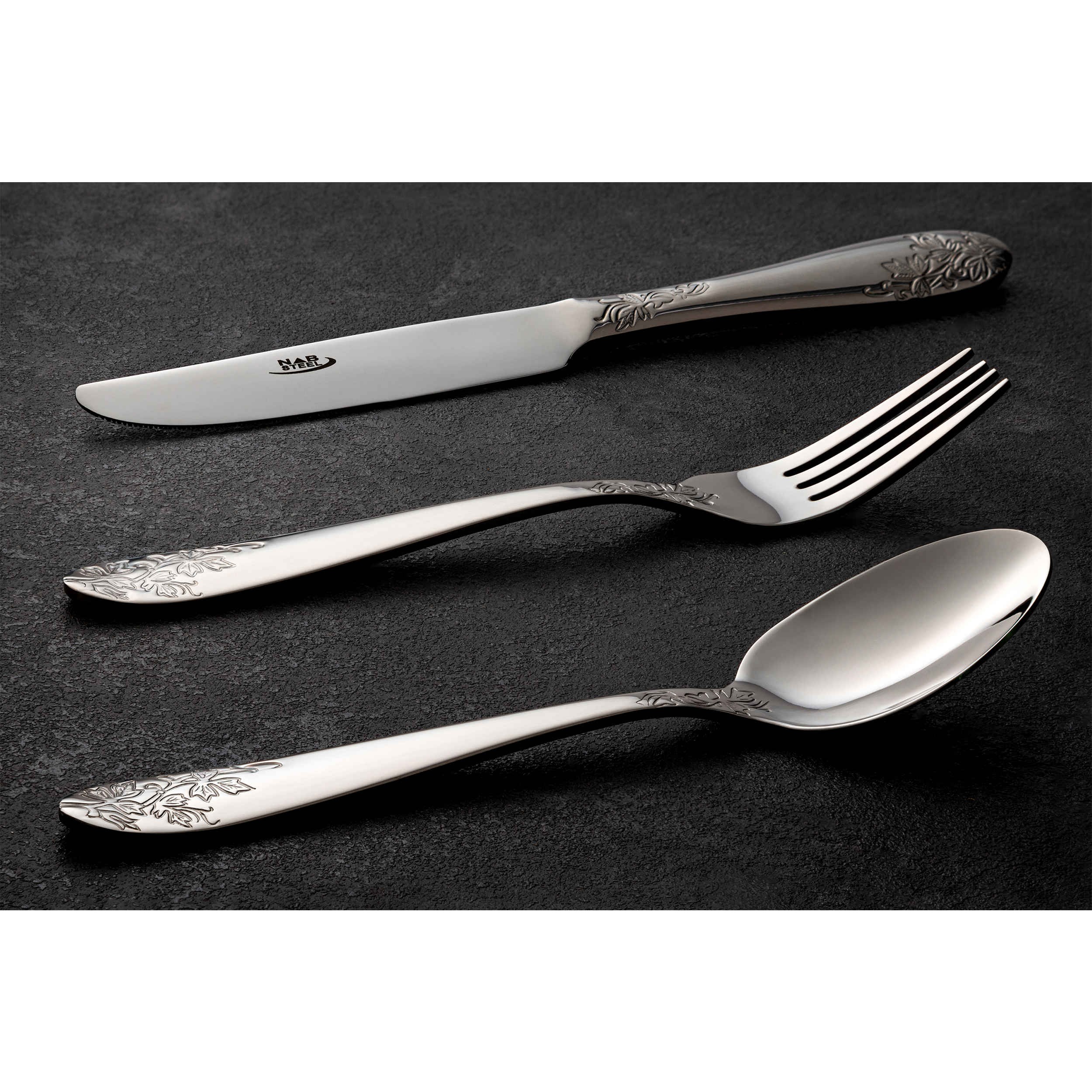 Spülmaschinenfestes Löffel- und Gabel-Besteck Set aus 12 Teilen, Modell Florl