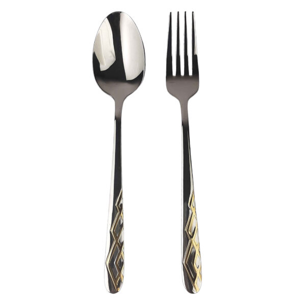 Löffel- und Gabel-Besteck Set mit Golden-Design, 12 Teile, Modell Linear