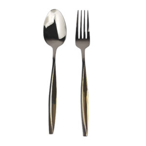 Löffel- und Gabel-Besteck Set mit Golden-Design, 12 Teile, Modell Mines