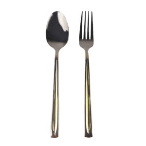 Löffel- und Gabel-Besteck Set mit Golden-Design, 12 Teile, Modell Paris