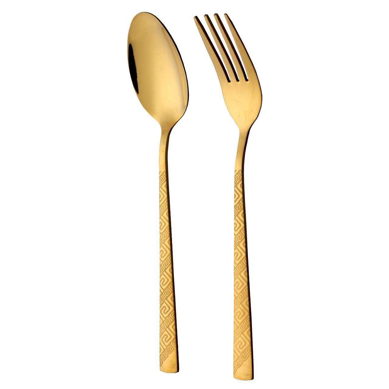 Edelstahl Löffel- und Gabel-Besteck Set aus 12 Teilen, Modell Golden