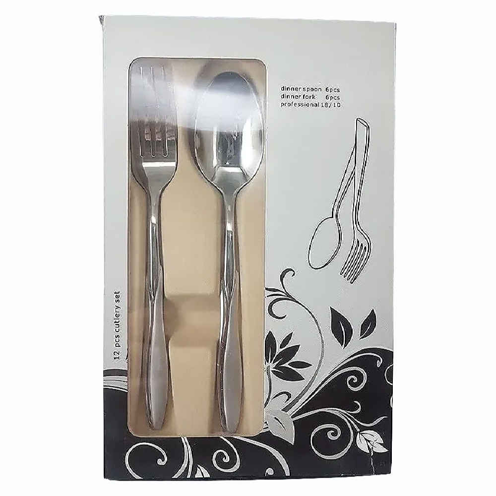 Edelstahl Löffel- und Gabel-Besteck Set aus 12 Teilen, Modell Perans