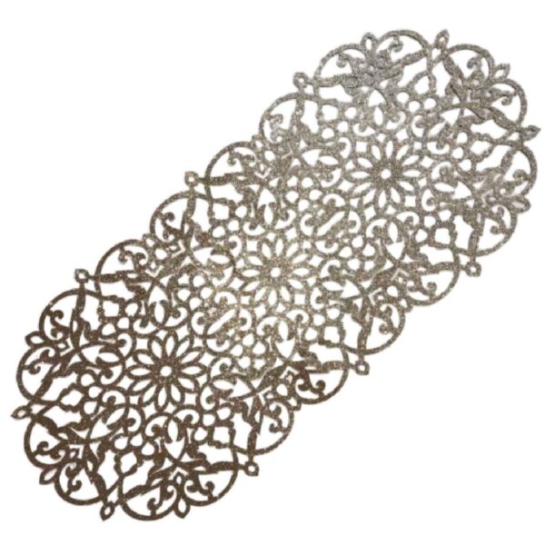 Tischläufer Kunstleder mit glitzernder, verlängertem Kreisform