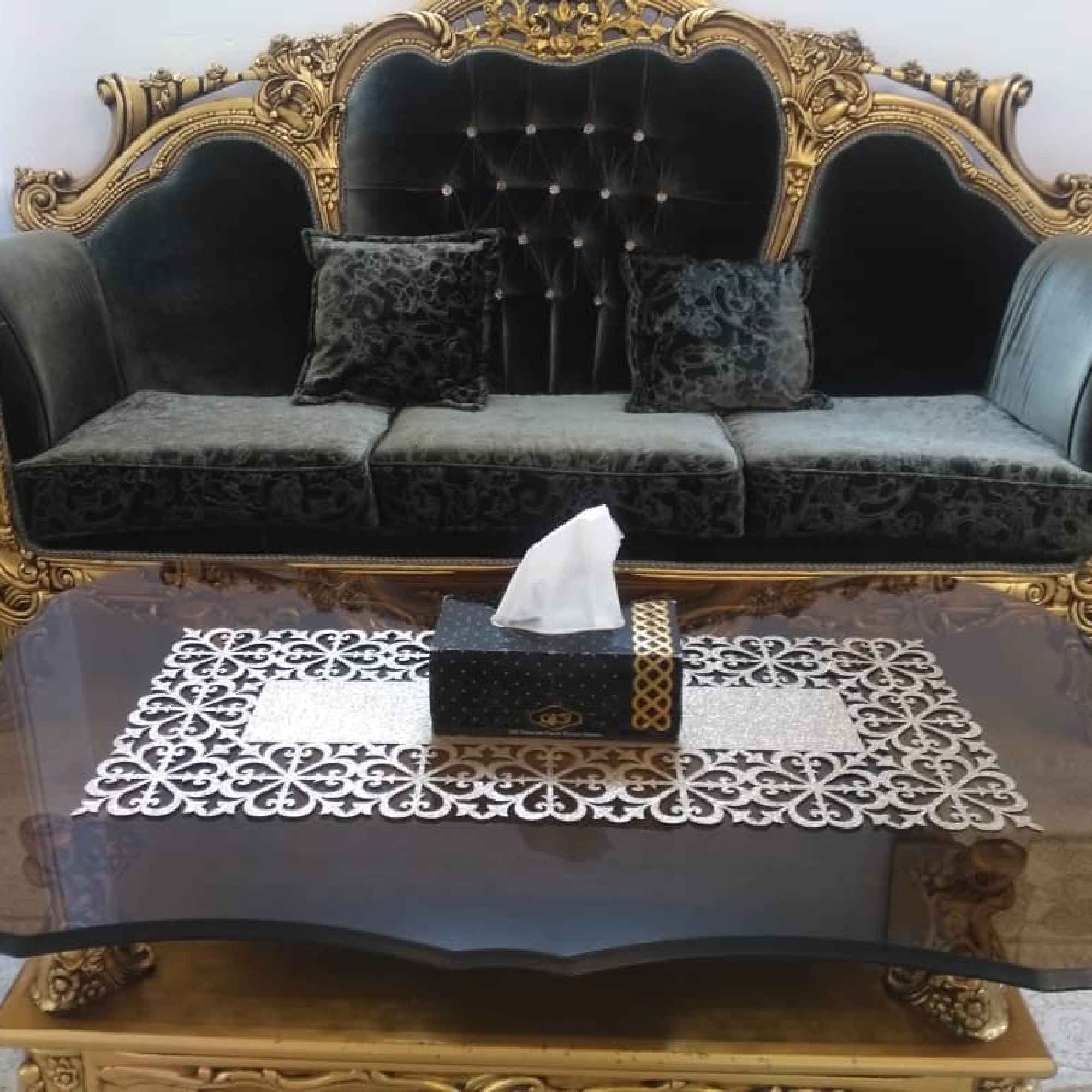 Tischläufer mit schickem rechteckigen Glitzer Kunstleder Eleganz