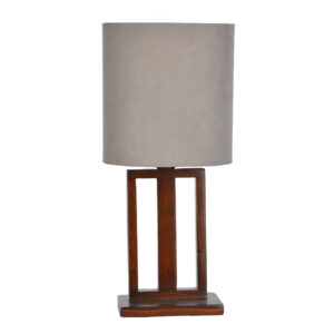 Akzent Holz-Tischlampe mit Samt-Lampenschirm Tabandeh