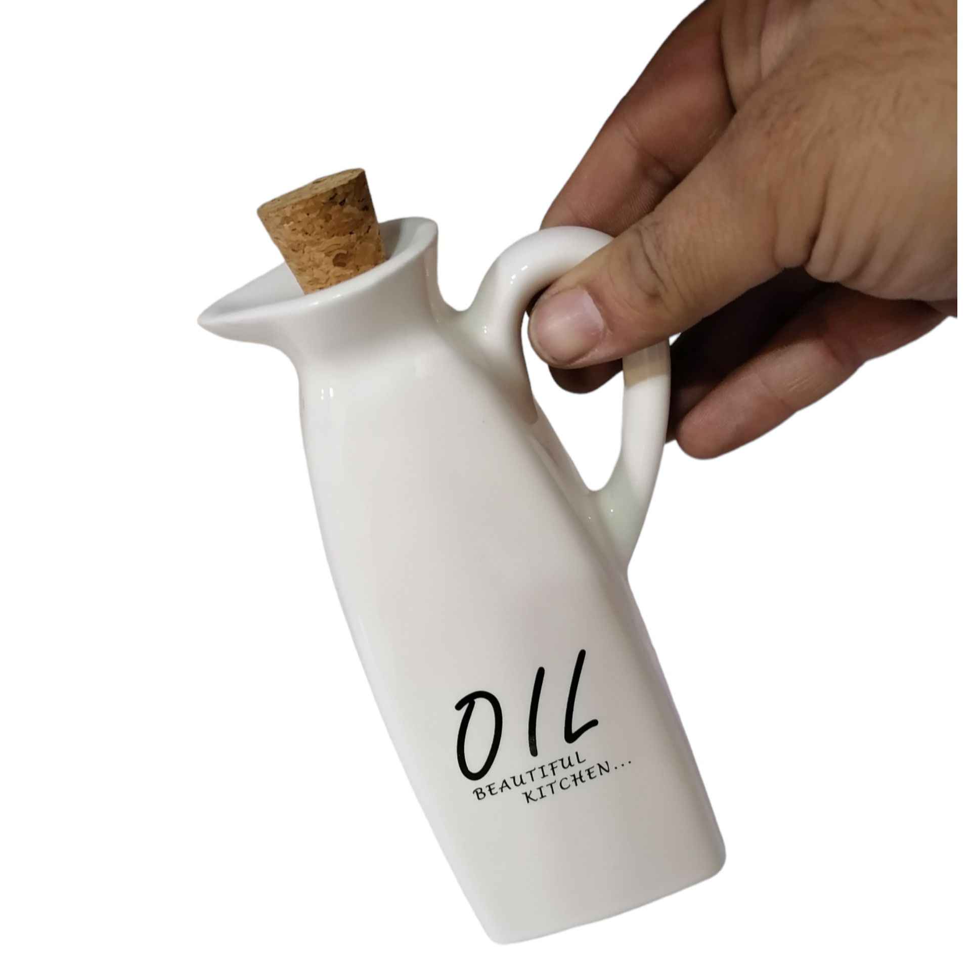 Weiße Keramik Ölspenderflasche mit Deckel für alle Bedürfnisse