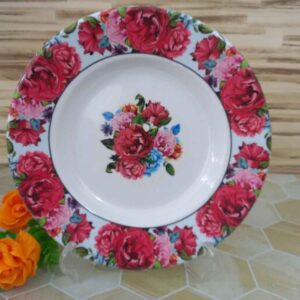 Weißes Melamin-Geschirrset, Mikrowellenfest, Rosen-Blume
