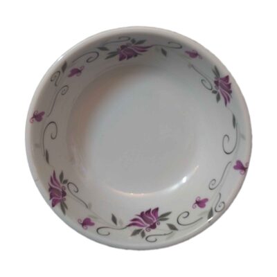 Weißes Melamin Dinnerware Schüsseln Set, Spülmaschinenfest – Modell Floral (Set aus 6)