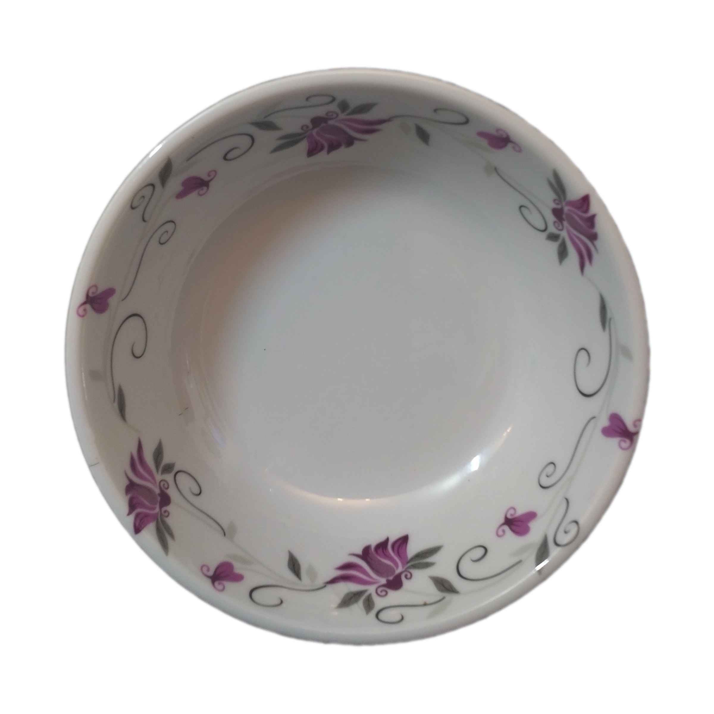 Weißes Melamin Dinnerware Schüsseln Set, Spülmaschinenfest - Modell Floral (Set aus 6)