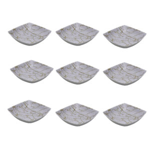 Weißes Melamin Dinnerware Schüsseln Set, Spülmaschinenfest – Modell Marmor (Set aus 6)