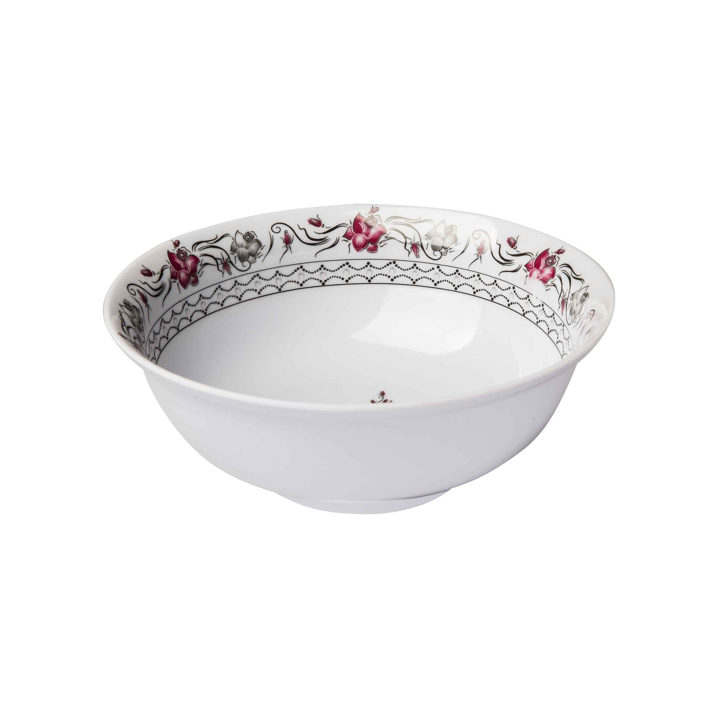 Weißes Melamin Dinnerware Schüsseln Set, Spülmaschinenfest - Modell Hani (Set aus 6)