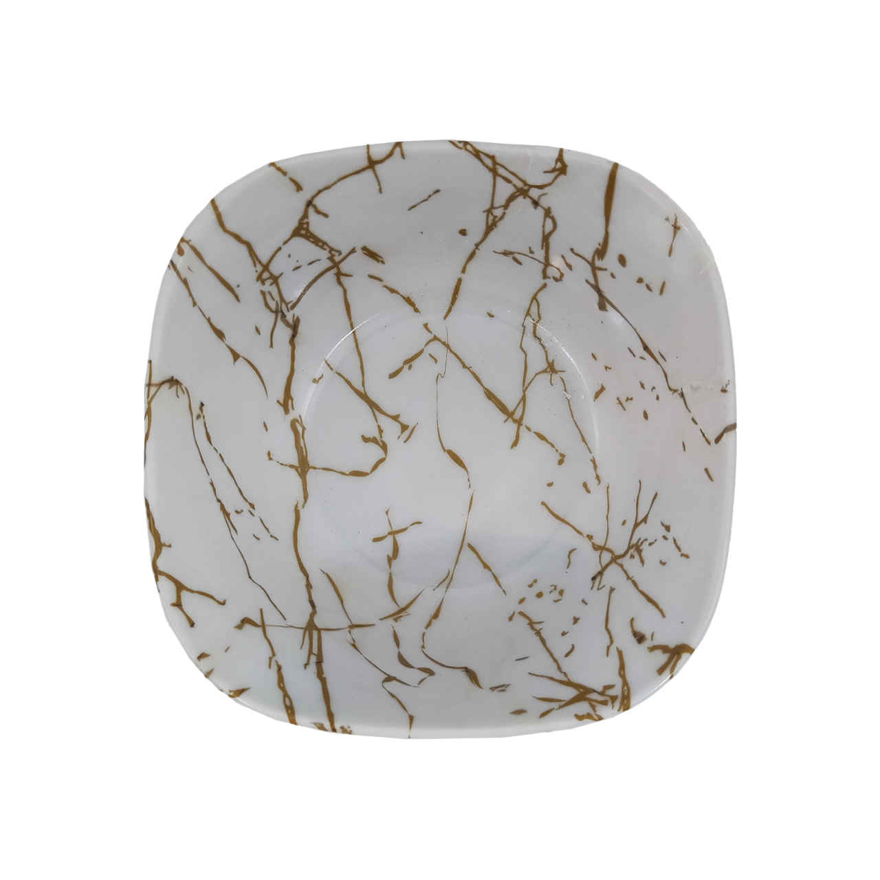 Weißes Melamin Dinnerware Schüsseln Set, Quadratische Form – Marmor Design (Set aus 6)