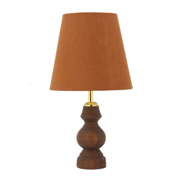 Akzent Holz-Tischlampe mit Tapered Lampenschirm Handgefertigt Rana