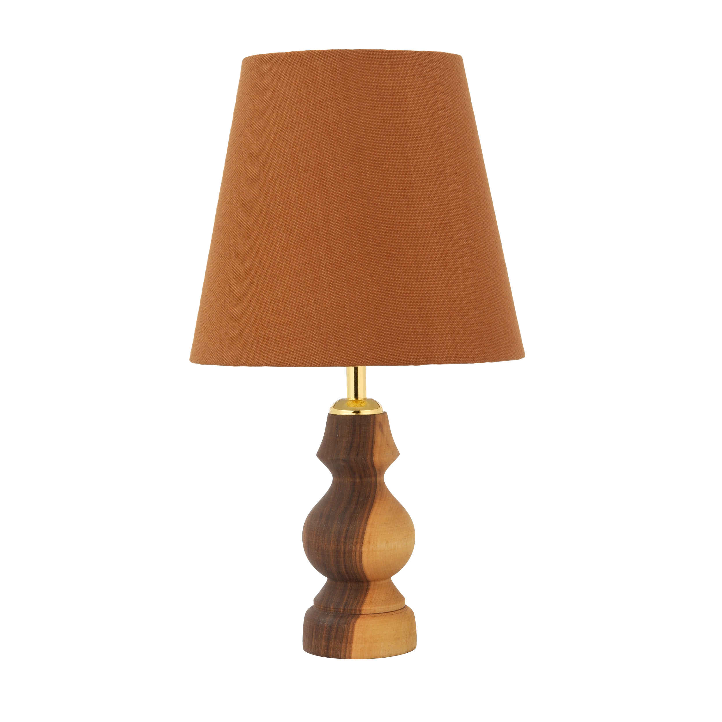 Akzent Holz-Tischlampe mit Tapered Lampenschirm Handgefertigt Rana