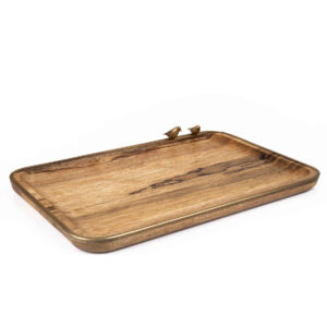 Rechteckiges Holztablett mit Vogelmotiv – Modell Flat | Für Tee, Kaffee & Snacks