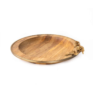 Holztablett mit goldenem Rand & Blumenmuster – Elegant & Zum Verschenken