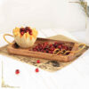 Holztablett mit goldenen Blumengriffen – Elegant & Funktional