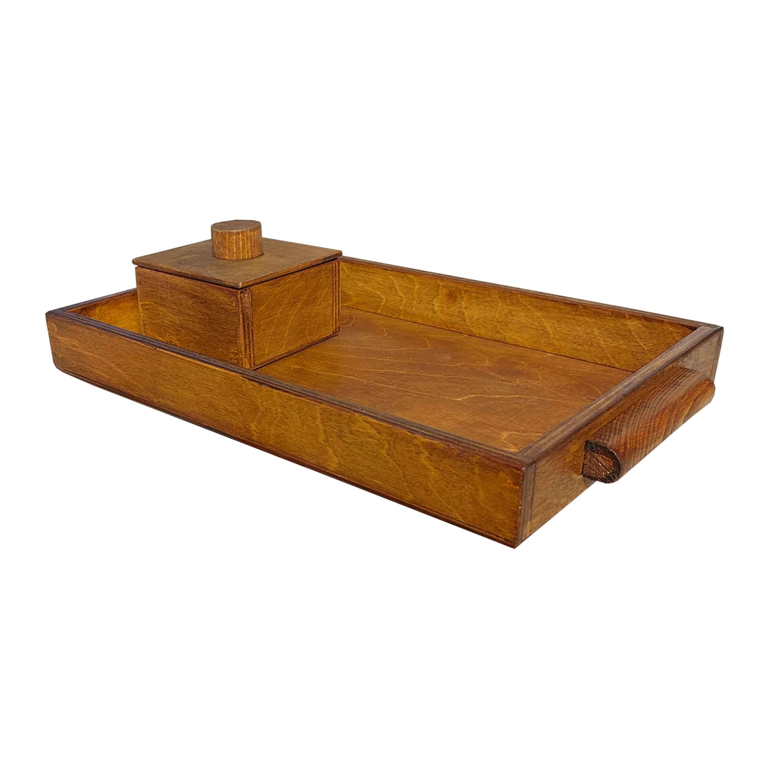 Holzserviertablett mit Griff & Zuckerschale – Perfekt für Teezeit
