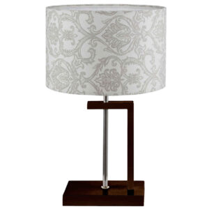 Akzent Holz-Tischlampe mit Blumenmuster und Stoff-Lampenschirm