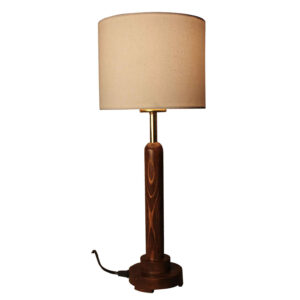 Akzent Holz-Tischlampe mit Baumwoll-Lampenschirm Alvand