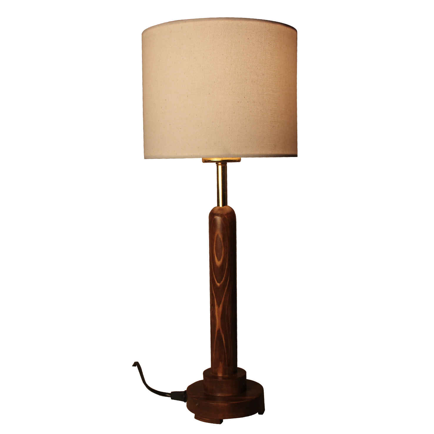 Akzent Holz-Tischlampe mit Baumwoll-Lampenschirm Alvand