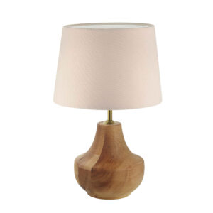 Akzent Holz-Tischlampe mit Stoff-Lampenschirm Farsam