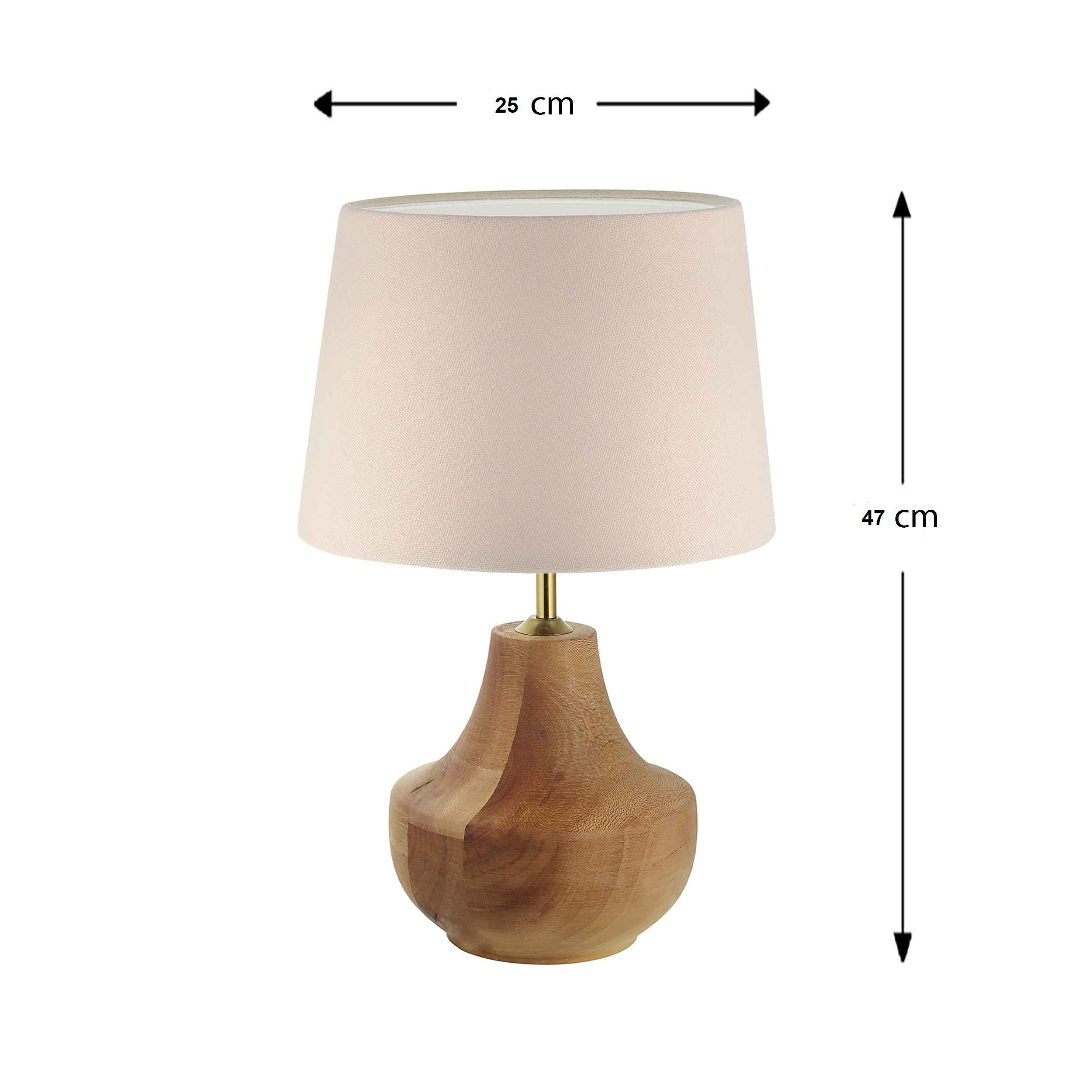 Akzent Holz-Tischlampe mit Stoff-Lampenschirm Farsam
