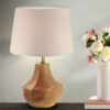 Akzent Holz-Tischlampe mit Stoff-Lampenschirm Farsam