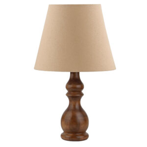 Akzent Holz-Tischlampe mit Stoff-Lampenschirm Chobi