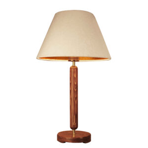 Akzent Holz-Tischlampe mit Samt-Lampenschirm Modell Sana