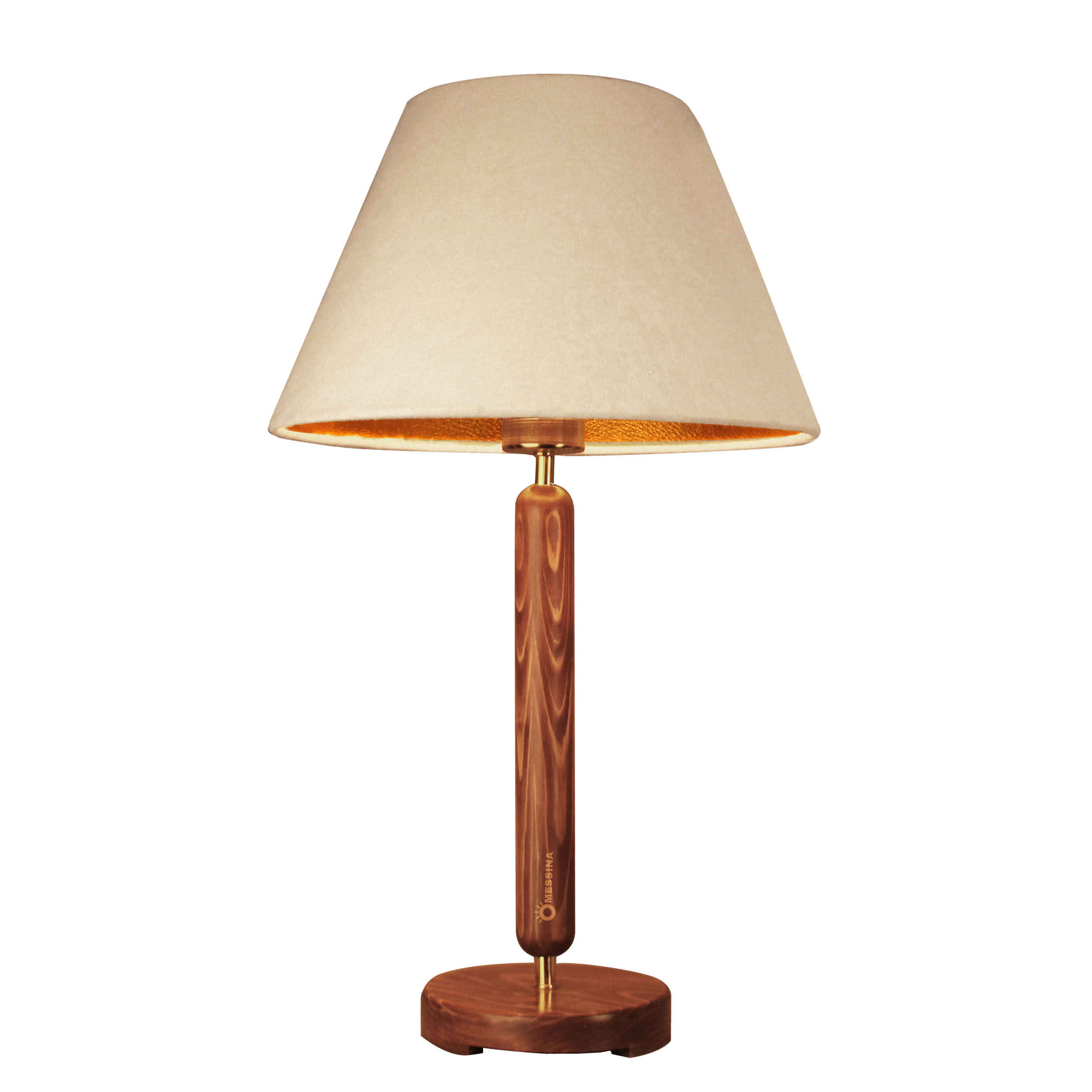 Akzent Holz-Tischlampe mit Samt-Lampenschirm Modell Sana