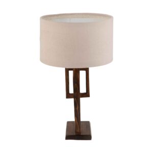 Akzent Holz-Tischlampe mit Stoff-Lampenschirm