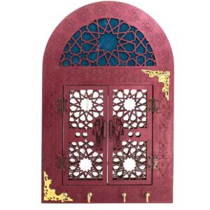 Handgefertigter persischer Holz-Wand-Schlüsselhalter im traditionellen Stil in Magenta