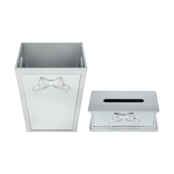 Holz-Abfalleimer- und Taschentuchbox-Set – Fliegenkrawatten-Design